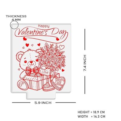 Cute Teddy Happy Valentine Day Night Lamp with 7 Color Changing Light   Teddy Day Gift for Husband Wife Boyfriend Girlfriend  Love Lamp Light